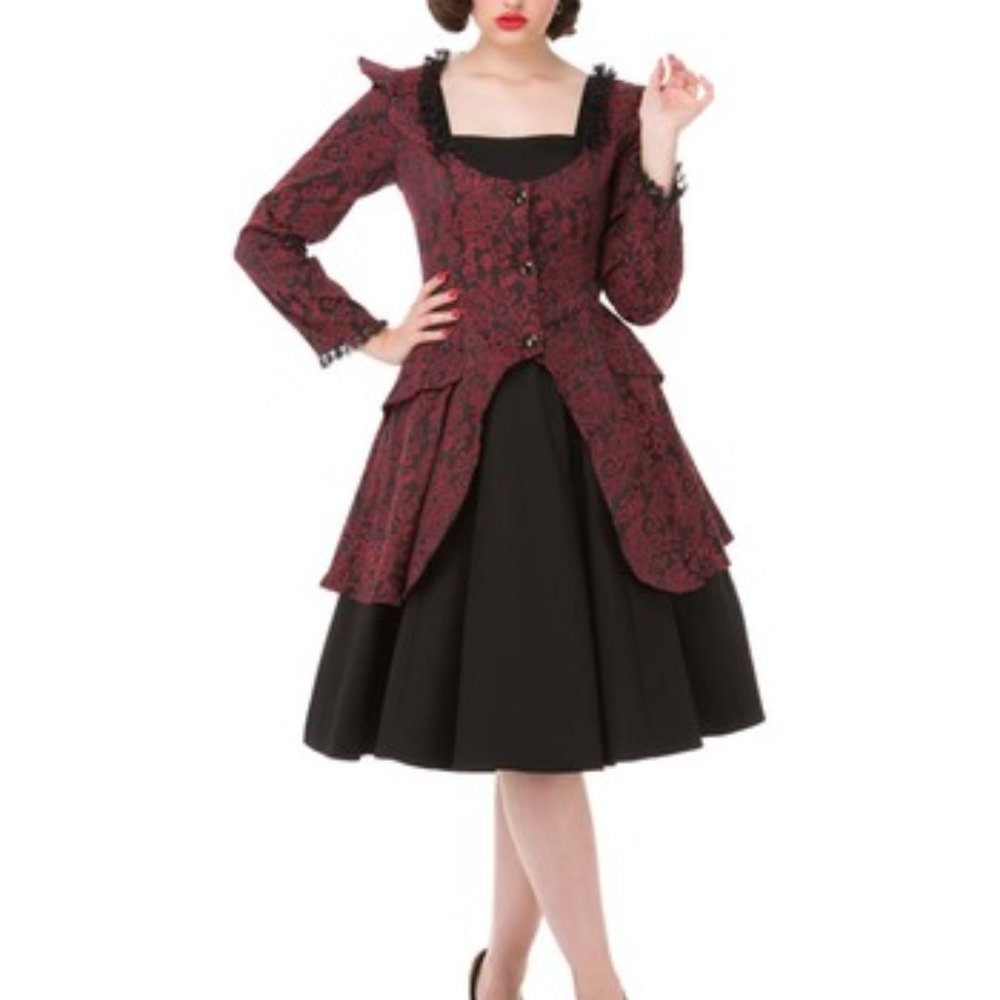 NWT Hearts and Roses Black Dress with Red Coat